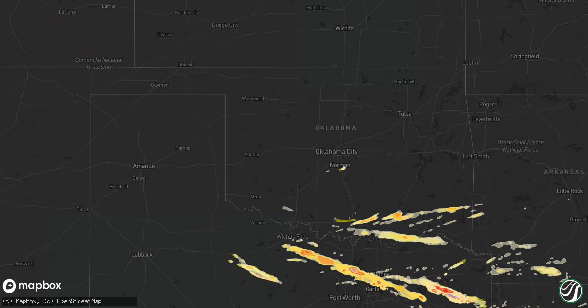 Hail map in Oklahoma on April 11, 2016