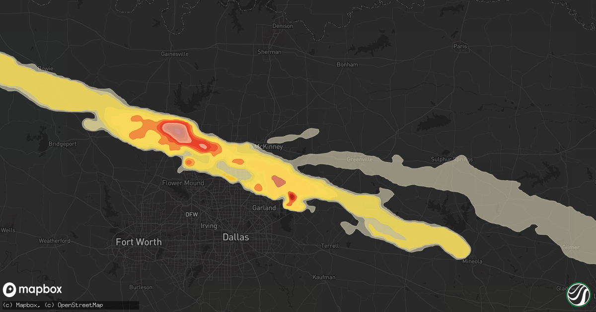 Hail map in Sachse, TX on April 11, 2016