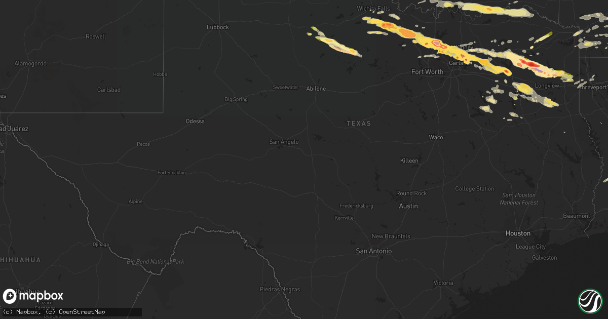 Hail map in Texas on April 11, 2016
