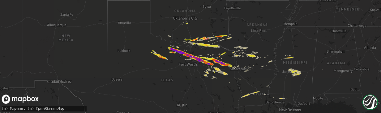 Hail map on April 11, 2016