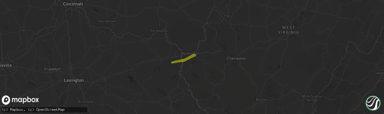 Hail map in Huntington, WV on April 11, 2017