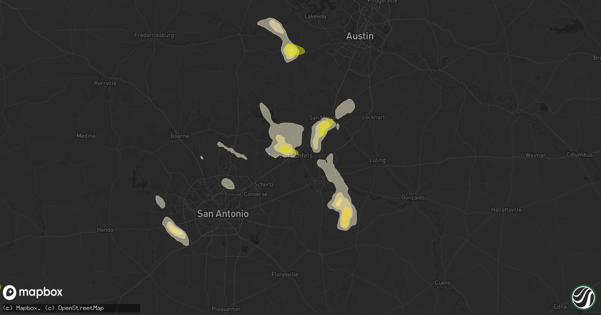 Hail map in New Braunfels, TX on April 11, 2017