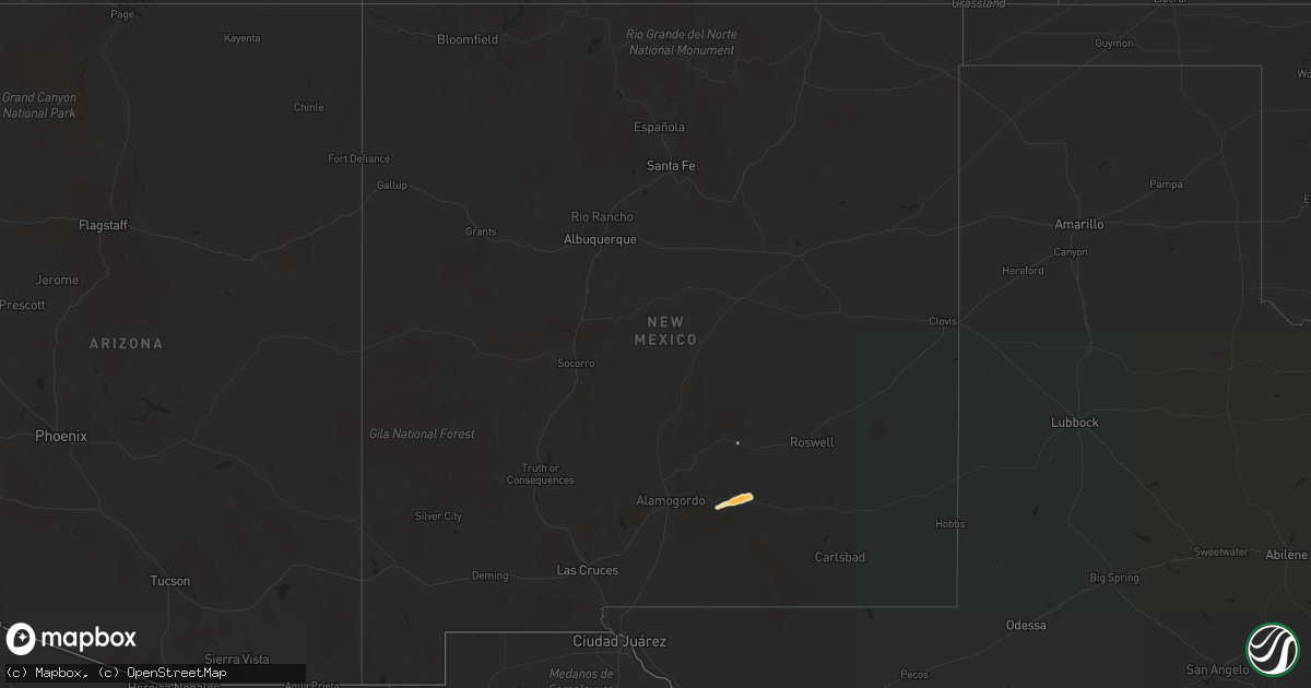 Hail map in New Mexico on April 11, 2017