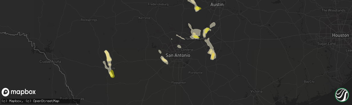 Hail map in San Antonio, TX on April 11, 2017