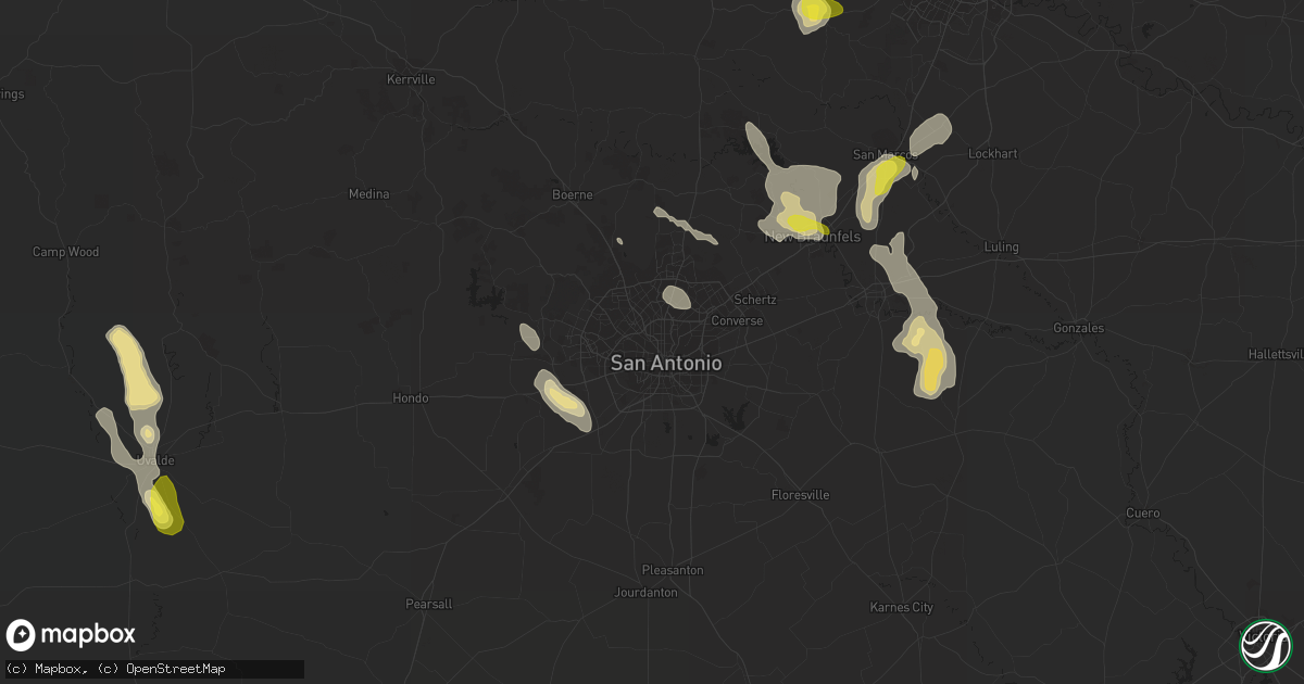 Hail map in San Antonio, TX on April 11, 2017