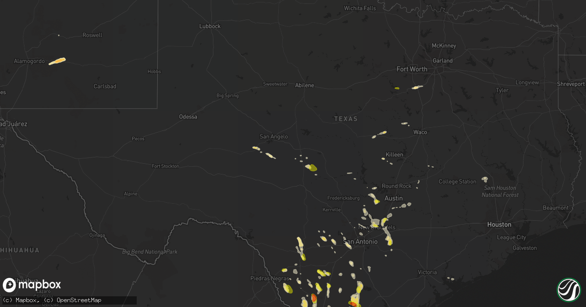 Hail map in Texas on April 11, 2017