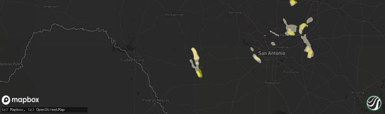 Hail map in Uvalde, TX on April 11, 2017