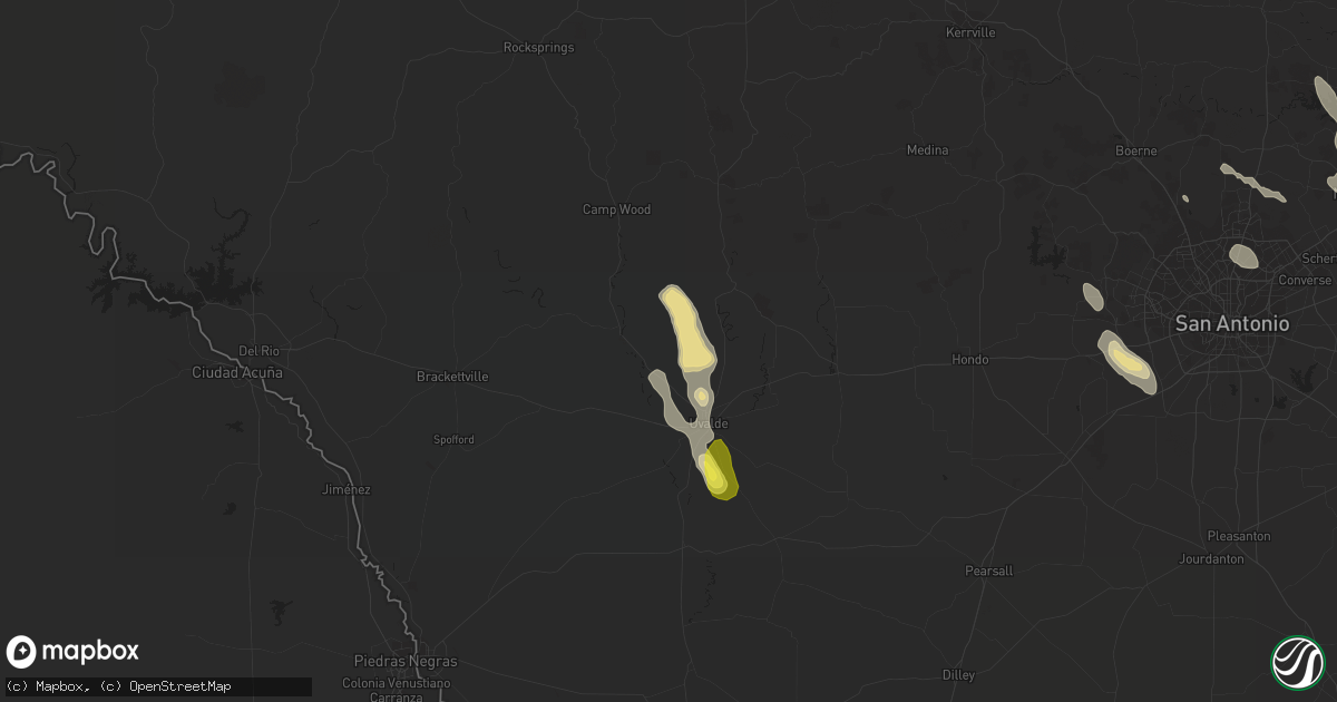 Hail map in Uvalde, TX on April 11, 2017