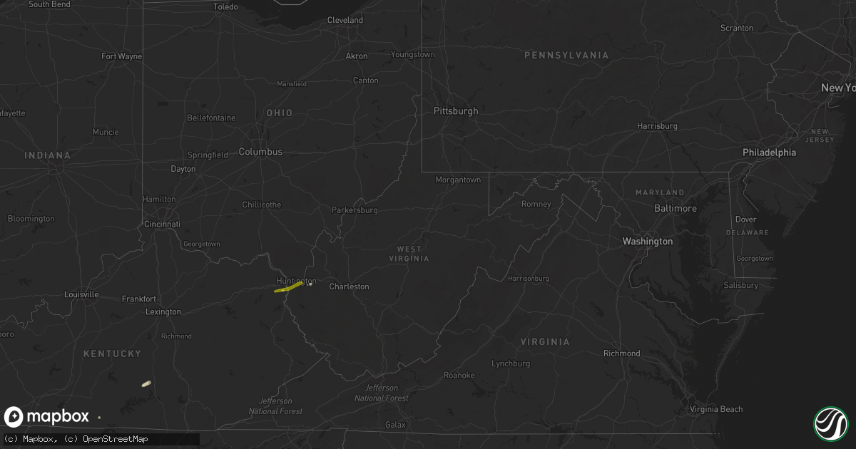 Hail map in West Virginia on April 11, 2017