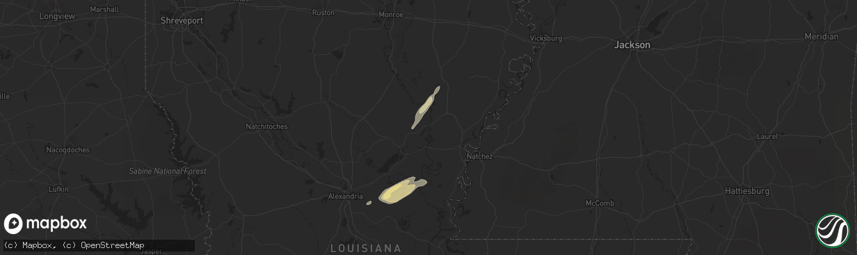 Hail map in Harrisonburg, LA on April 11, 2019