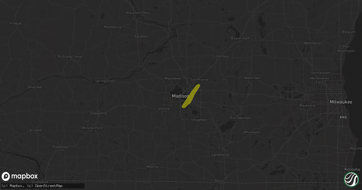 Hail map in Madison, WI on April 11, 2019