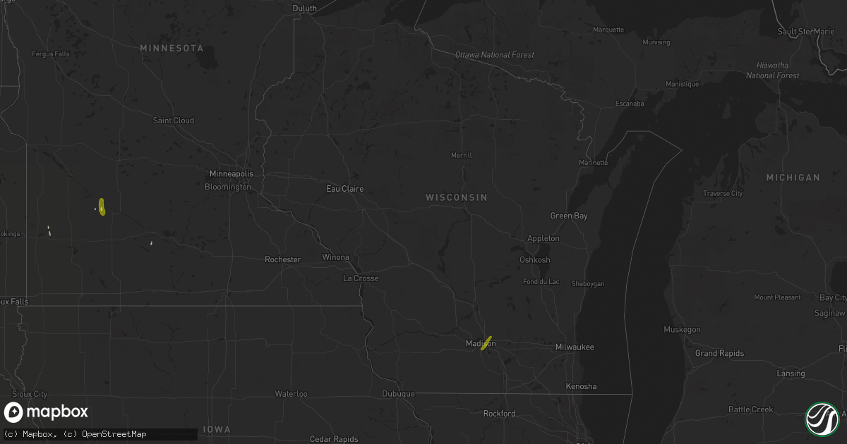 Hail map in Wisconsin on April 11, 2019