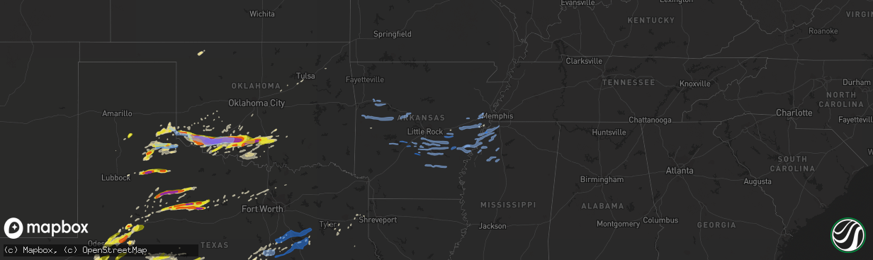 Hail map in Arkansas on April 11, 2020