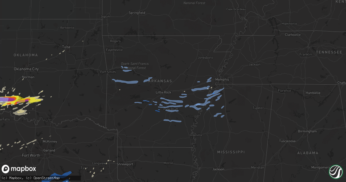 Hail map in Arkansas on April 11, 2020
