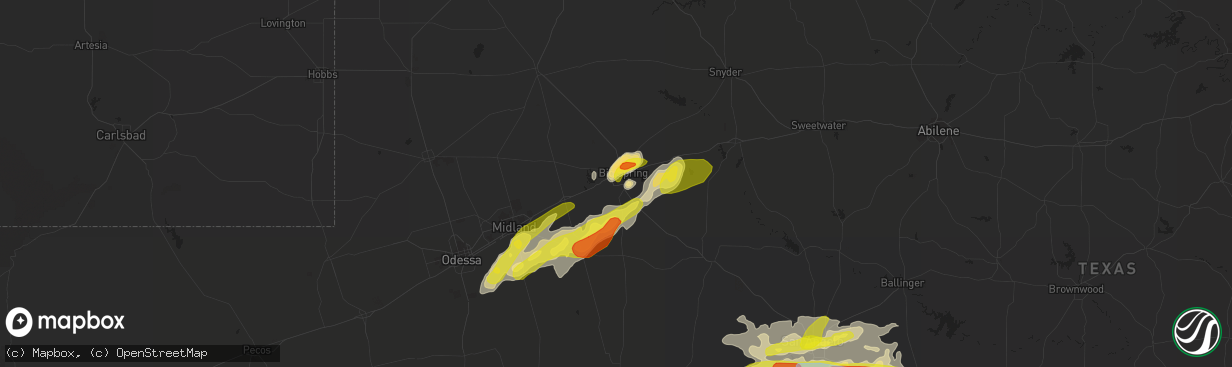 Hail map in Big Spring, TX on April 11, 2020