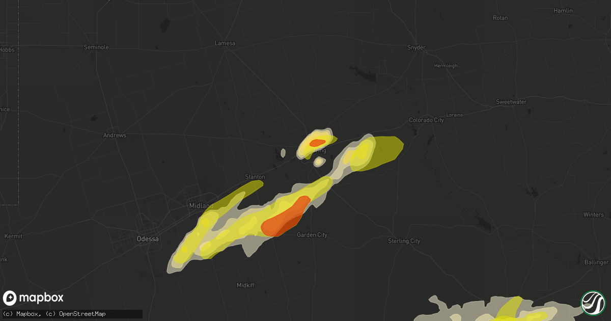 Hail map in Big Spring, TX on April 11, 2020