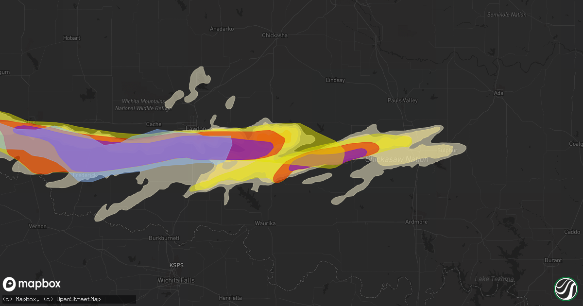 Hail map in Duncan, OK on April 11, 2020