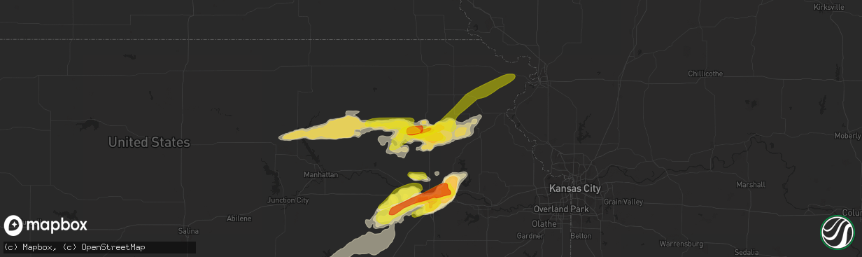 Hail map in Holton, KS on April 11, 2020