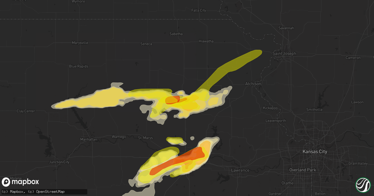 Hail map in Holton, KS on April 11, 2020