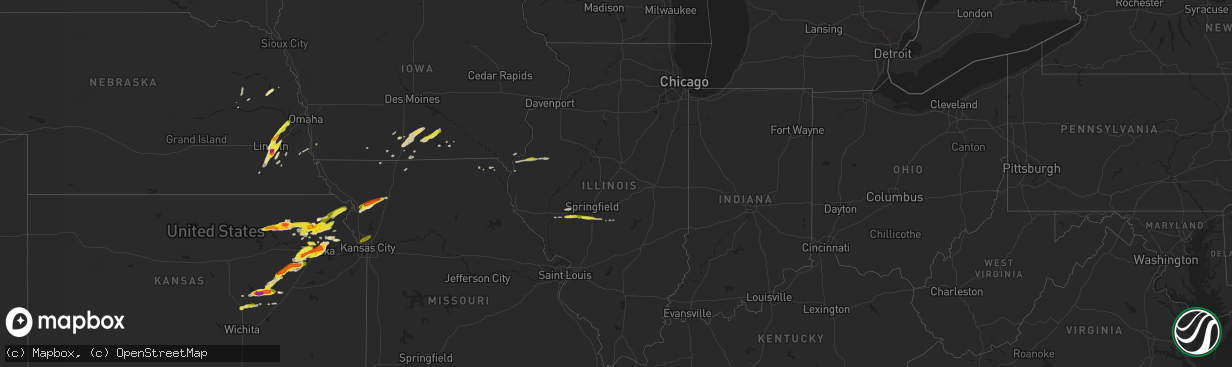 Hail map in Illinois on April 11, 2020