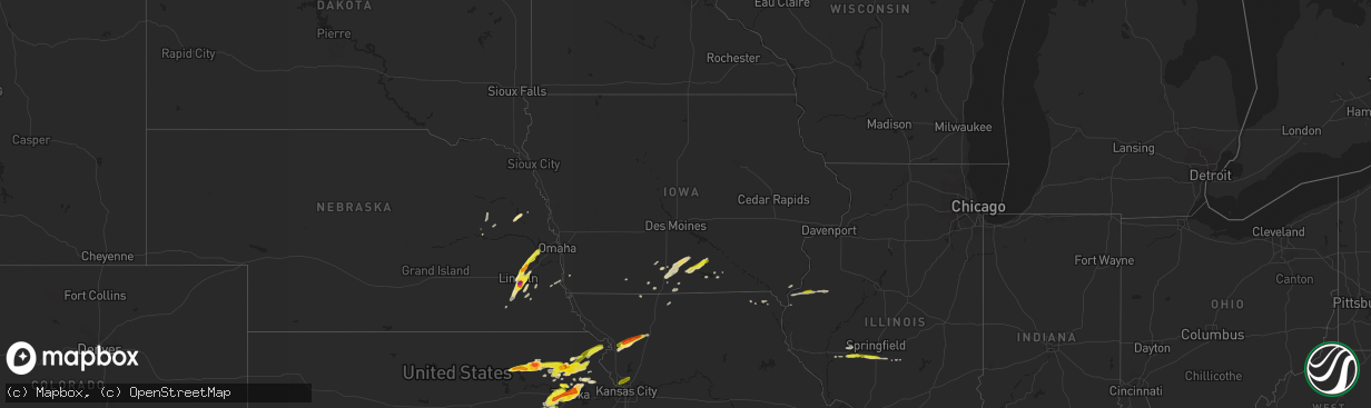 Hail map in Iowa on April 11, 2020