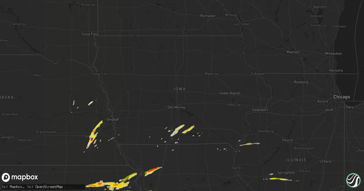 Hail map in Iowa on April 11, 2020