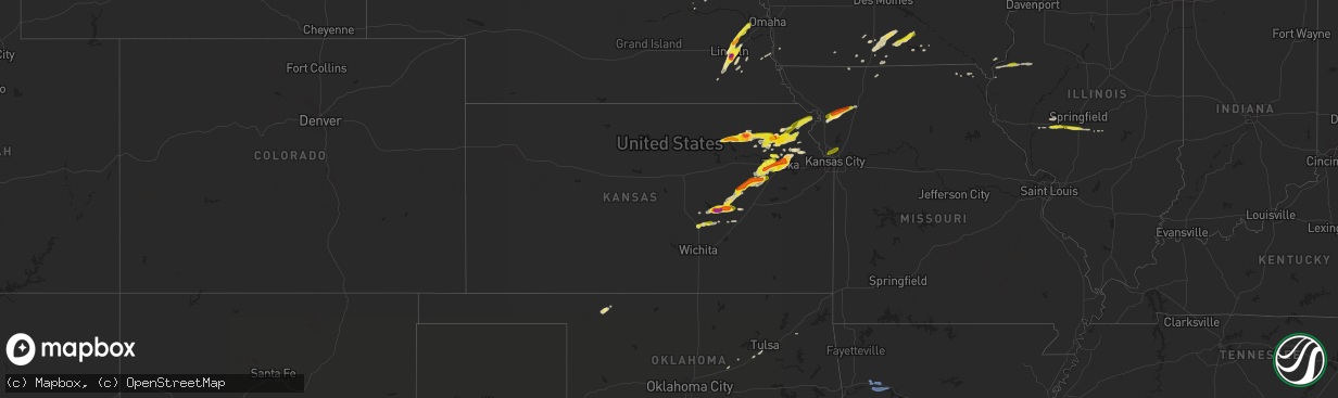 Hail map in Kansas on April 11, 2020