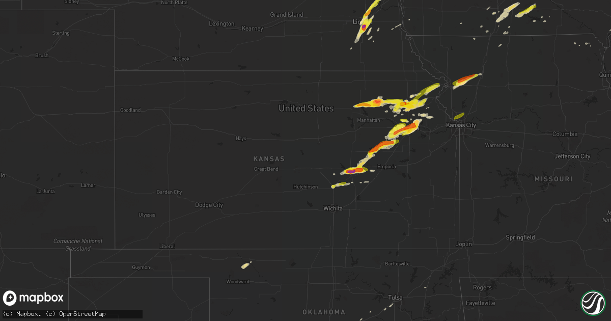 Hail map in Kansas on April 11, 2020
