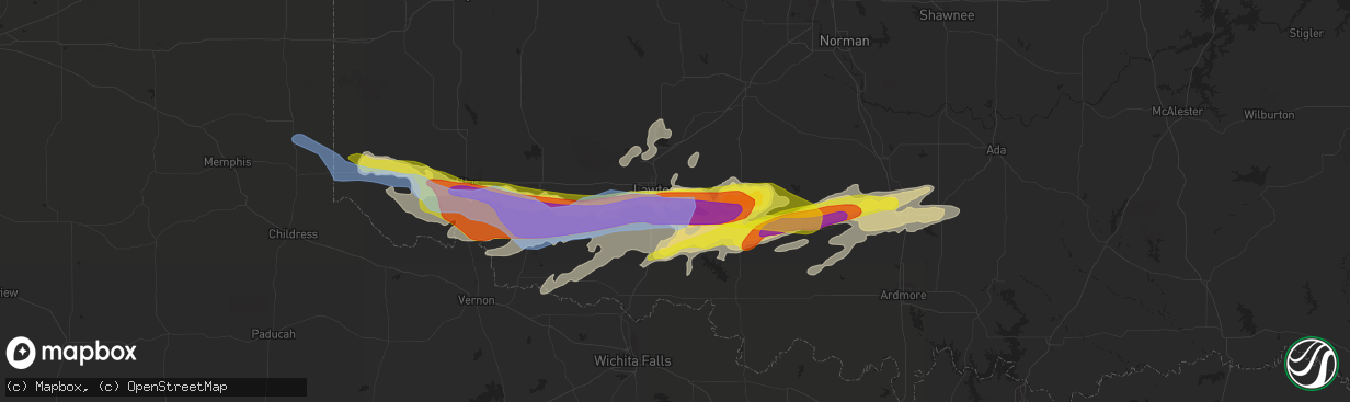 Hail map in Lawton, OK on April 11, 2020