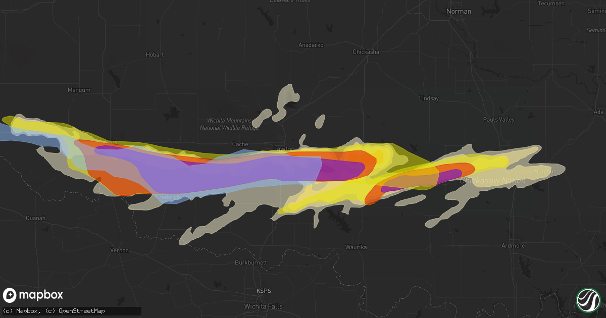 Hail map in Lawton, OK on April 11, 2020