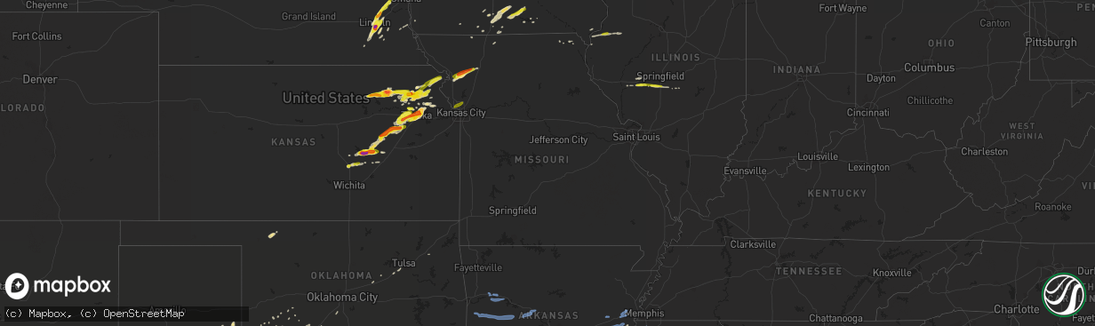 Hail map in Missouri on April 11, 2020