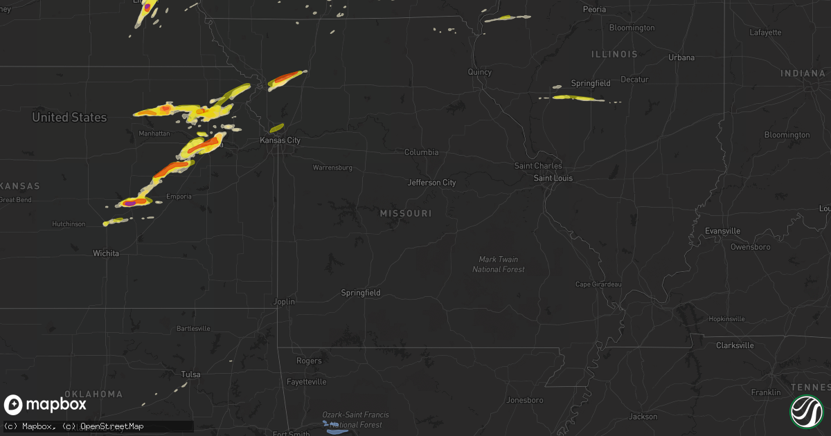 Hail map in Missouri on April 11, 2020