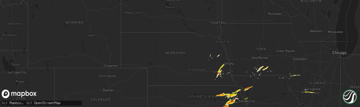 Hail map in Nebraska on April 11, 2020