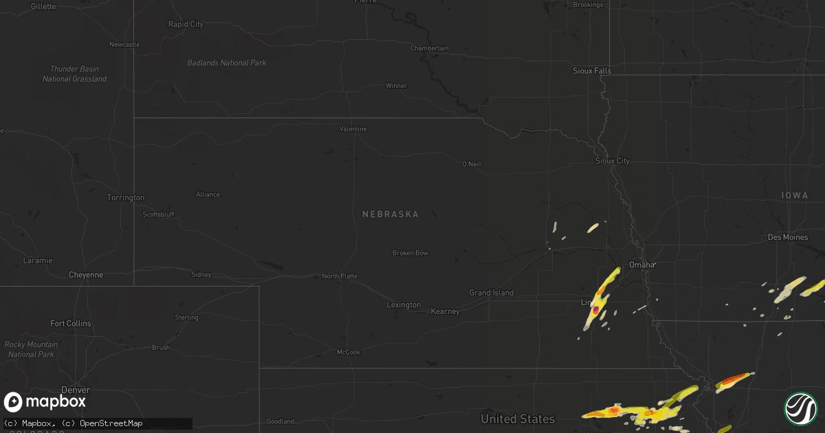 Hail map in Nebraska on April 11, 2020