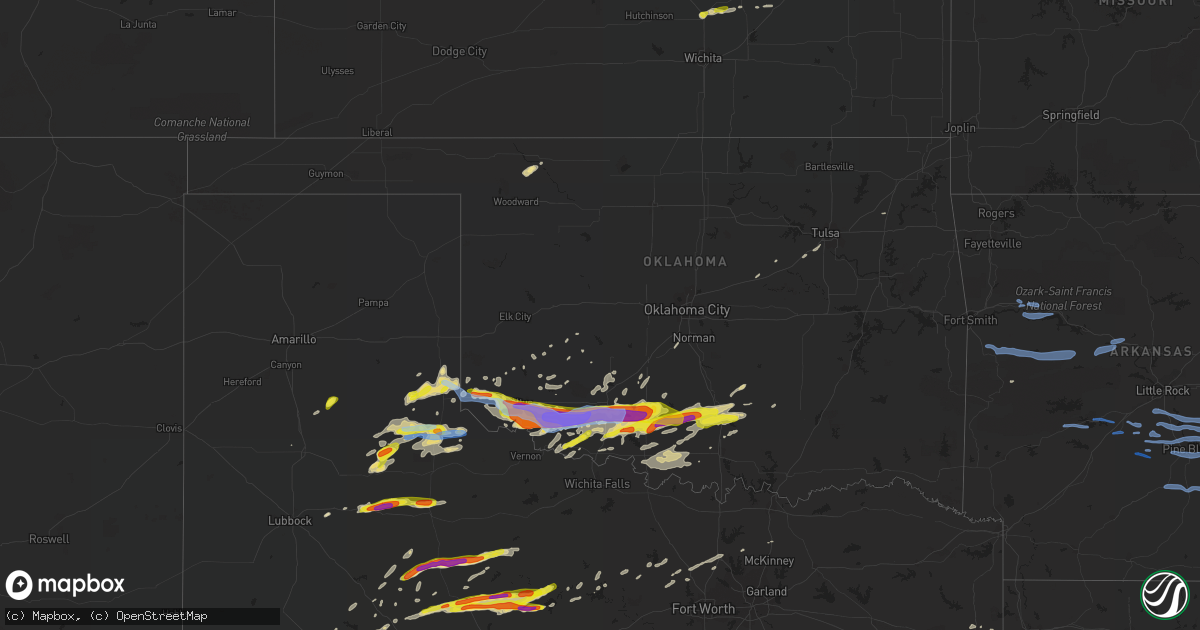 Hail map in Oklahoma on April 11, 2020
