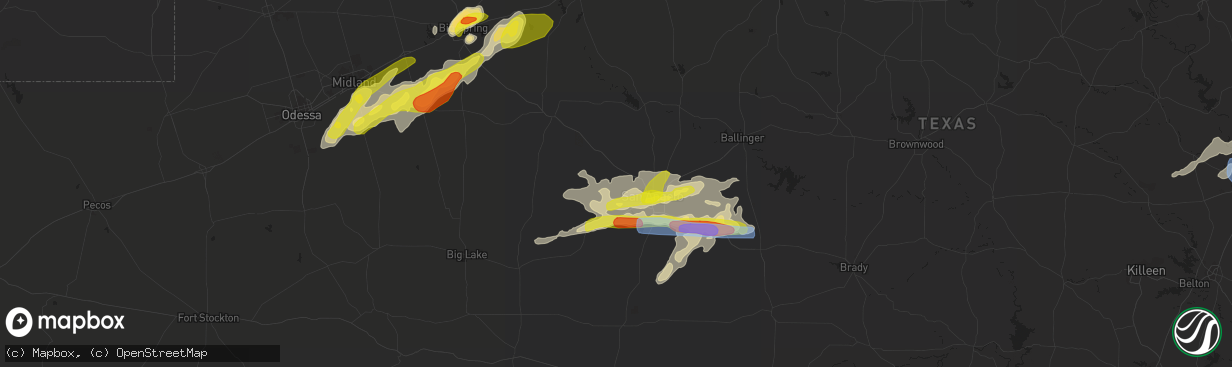 Hail map in San Angelo, TX on April 11, 2020