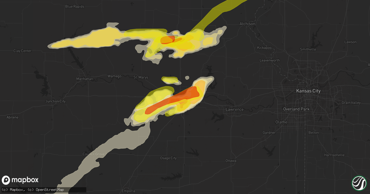 Hail map in Topeka, KS on April 11, 2020
