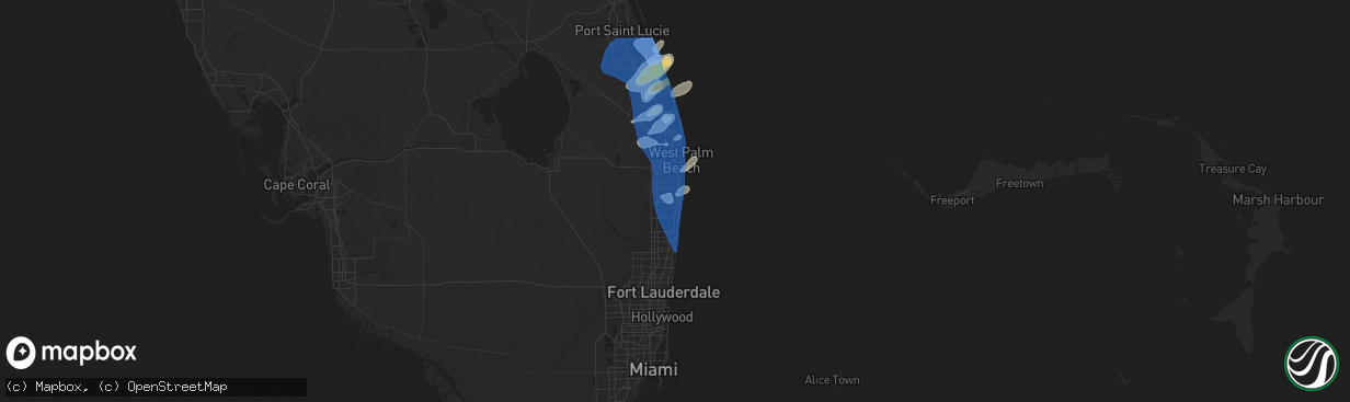 Hail map in Boynton Beach, FL on April 11, 2021