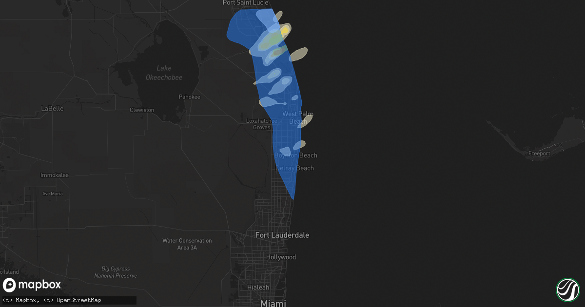 Hail map in Boynton Beach, FL on April 11, 2021