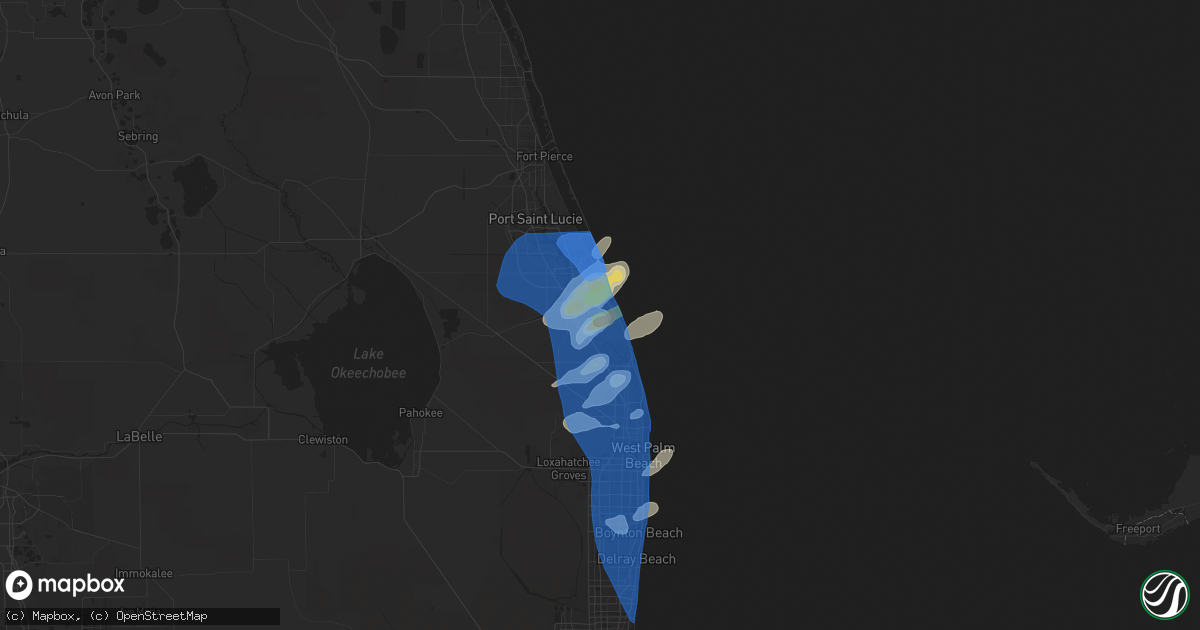 Hail map in Hobe Sound, FL on April 11, 2021