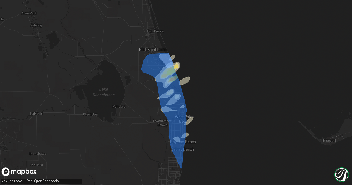 Hail map in Jupiter, FL on April 11, 2021