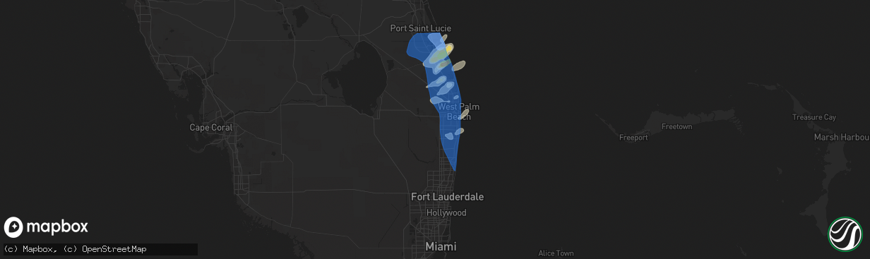 Hail map in Lake Worth, FL on April 11, 2021