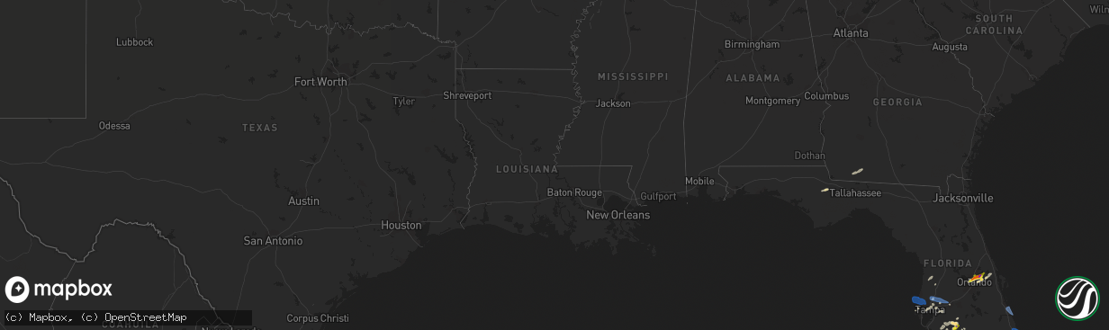 Hail map in Louisiana on April 11, 2021