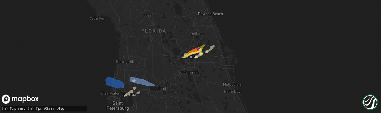 Hail map in Orlando, FL on April 11, 2021