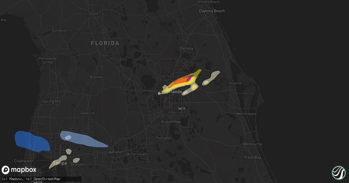 Hail map in Orlando, FL on April 11, 2021