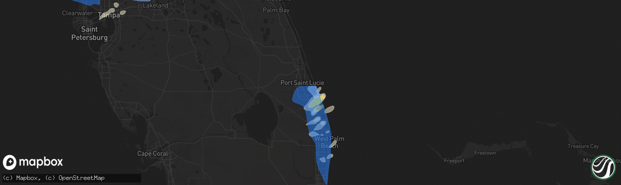 Hail map in Stuart, FL on April 11, 2021