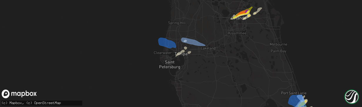 Hail map in Tampa, FL on April 11, 2021