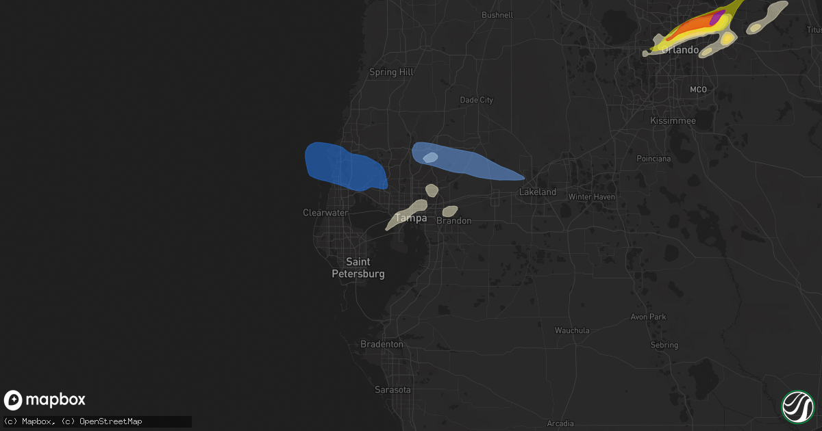 Hail map in Tampa, FL on April 11, 2021