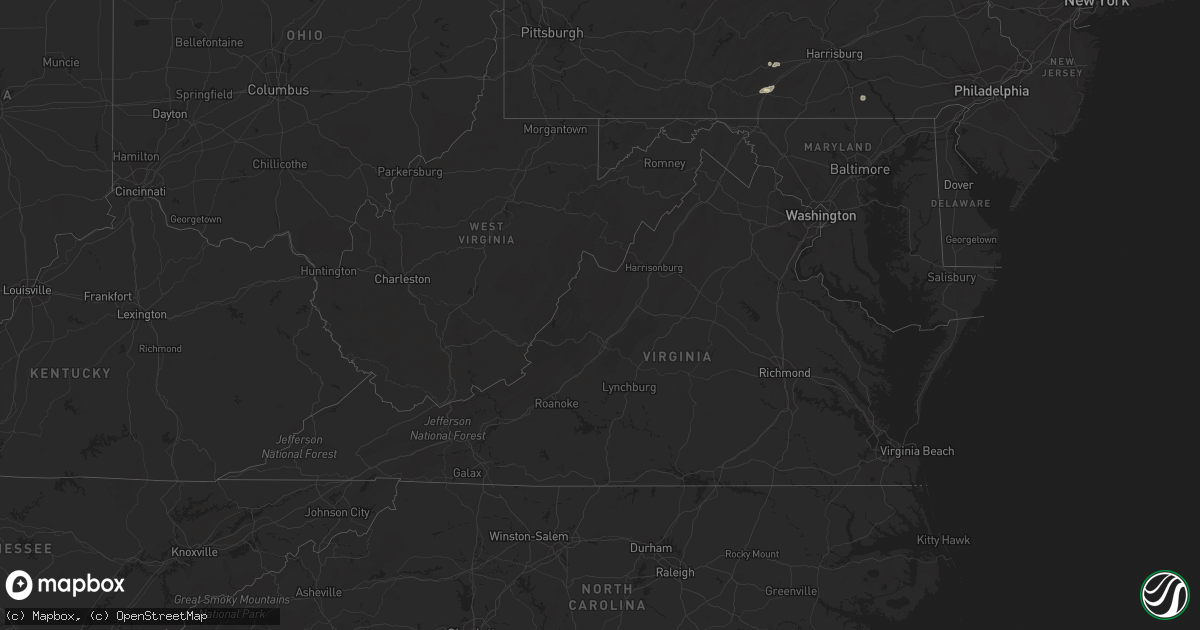 Hail map in Virginia on April 11, 2021