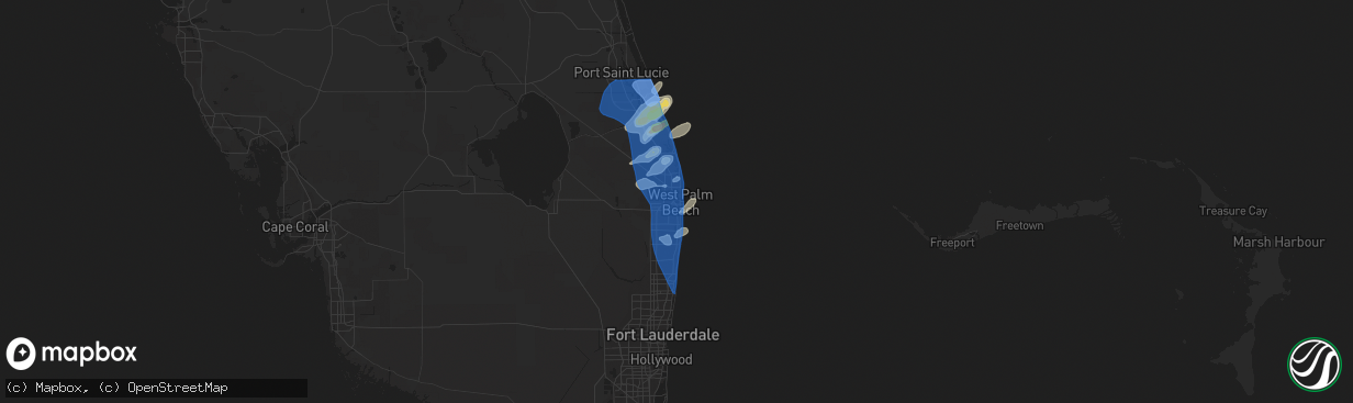 Hail map in West Palm Beach, FL on April 11, 2021